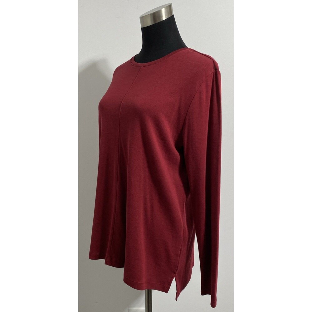 J. Jill Tee Shirt Womens L Red Pima Cotton Crew Neck High Low Hi-Lo Sustainable - Picture 3 of 11